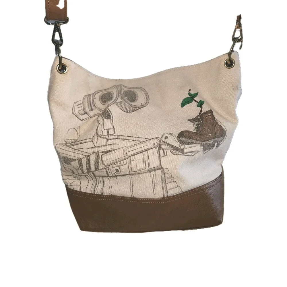 Loungefly Disney Pixar WALL-E Sketch Boot Canvas Crossbody Hobo Bag Rare EVE